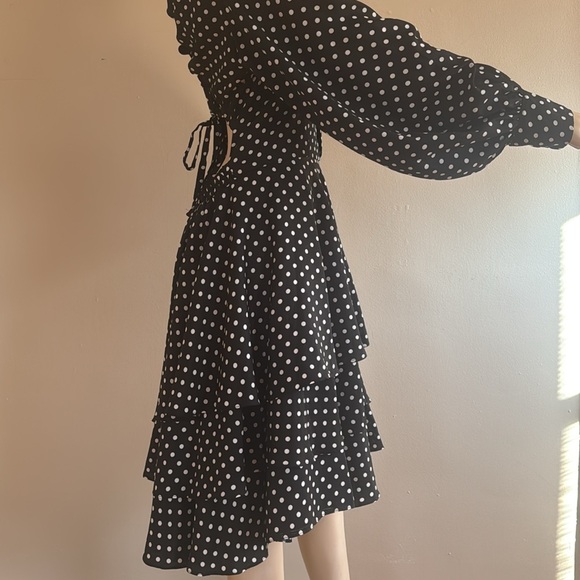 Corset Back Tiered Ruffle Polka Dot Dress - Picture 12 of 17